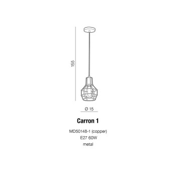 Lampa loft wisząca CARRON 1 miedziana AZ1659 - Azzardo